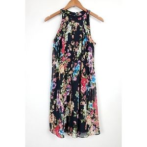 Betsey Johnson Moody Floral Swing Dress Mini Halter Neckline Size Small